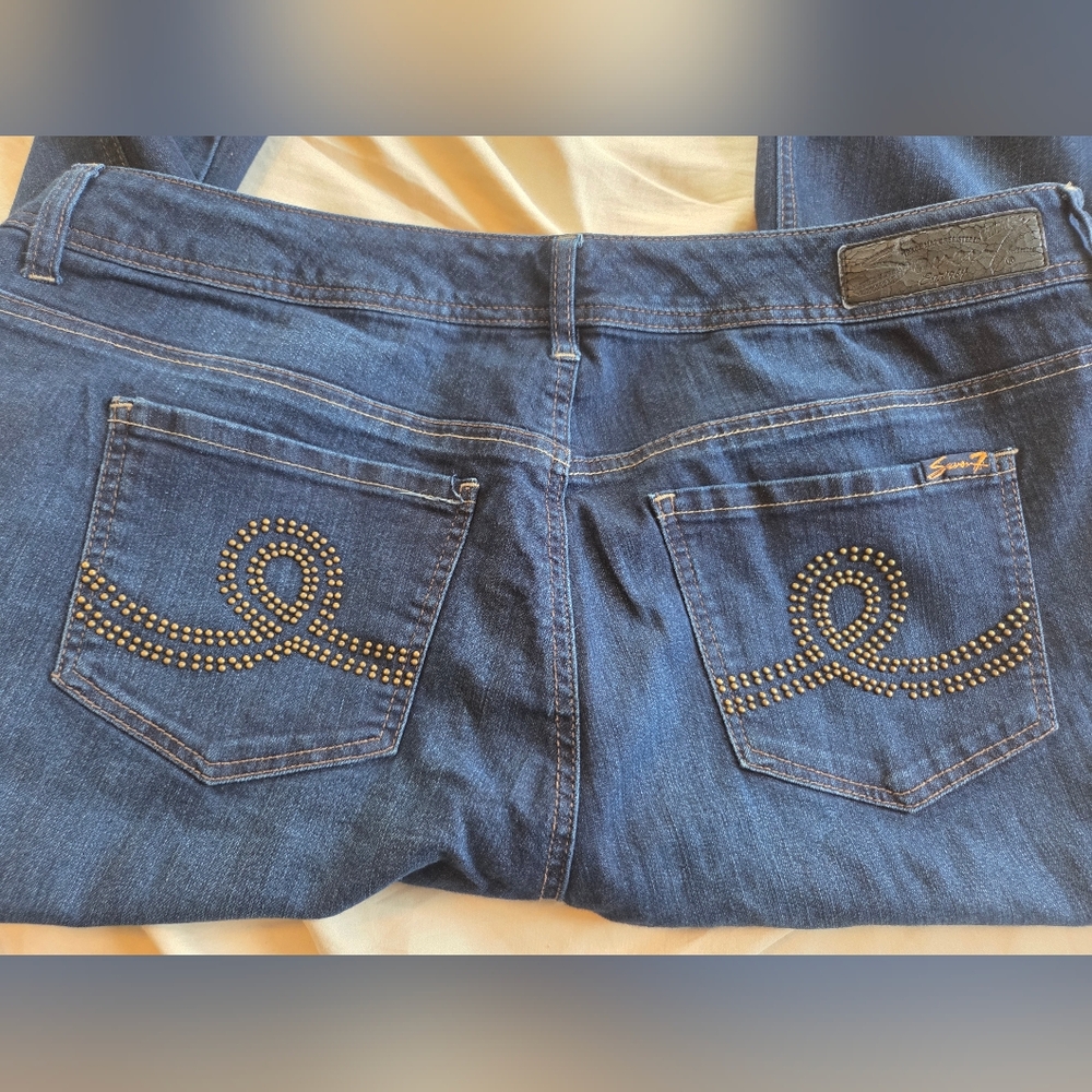 Seven7 Dark Blue Denim Jeans with Studded Pocket